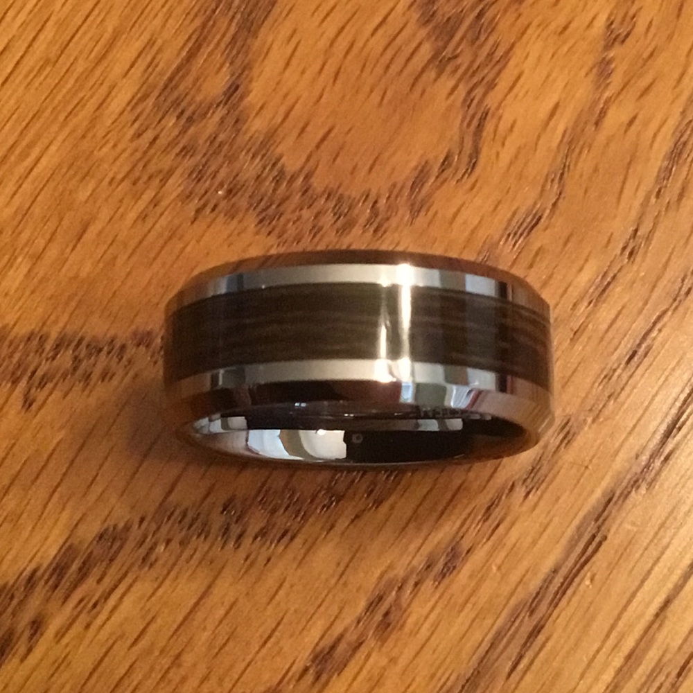 Tungsten Wood Inlay Ring - Picture 5 of 7